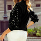 Pearl Beaded Bishop Sleeve Sweater