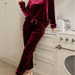 Solid Velvet Two Piece Lounge Set