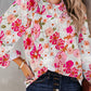 Floral Frilled Neckline Puff Sleeve Blouse