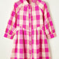 Plaid Collared Bracelet Sleeve Shirt Flare Mini Dress