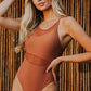 Mesh Cutout Spaghetti Strap One Piece Swimsuit