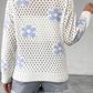 Flower Knit Hollow Out Open Short Cardigan