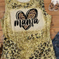 Leopard mama Heart Shaped Print Crew Neck Tank Top