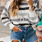 Striped Hollowed Knitted Loose Sweater