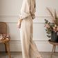 Keyhole Back V Neck Tie Waist Loose Jumpsuit