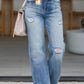 High Rise Distressed Straight Leg Jeans