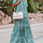Paisley Print Boho Holiday Ruffle Tiered Maxi Dress