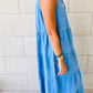 Real Teal Sleeveless Tiered Chambray Maxi Dress