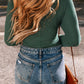 Waffle Knit Slim Fit Wrap V Neck Bodysuit