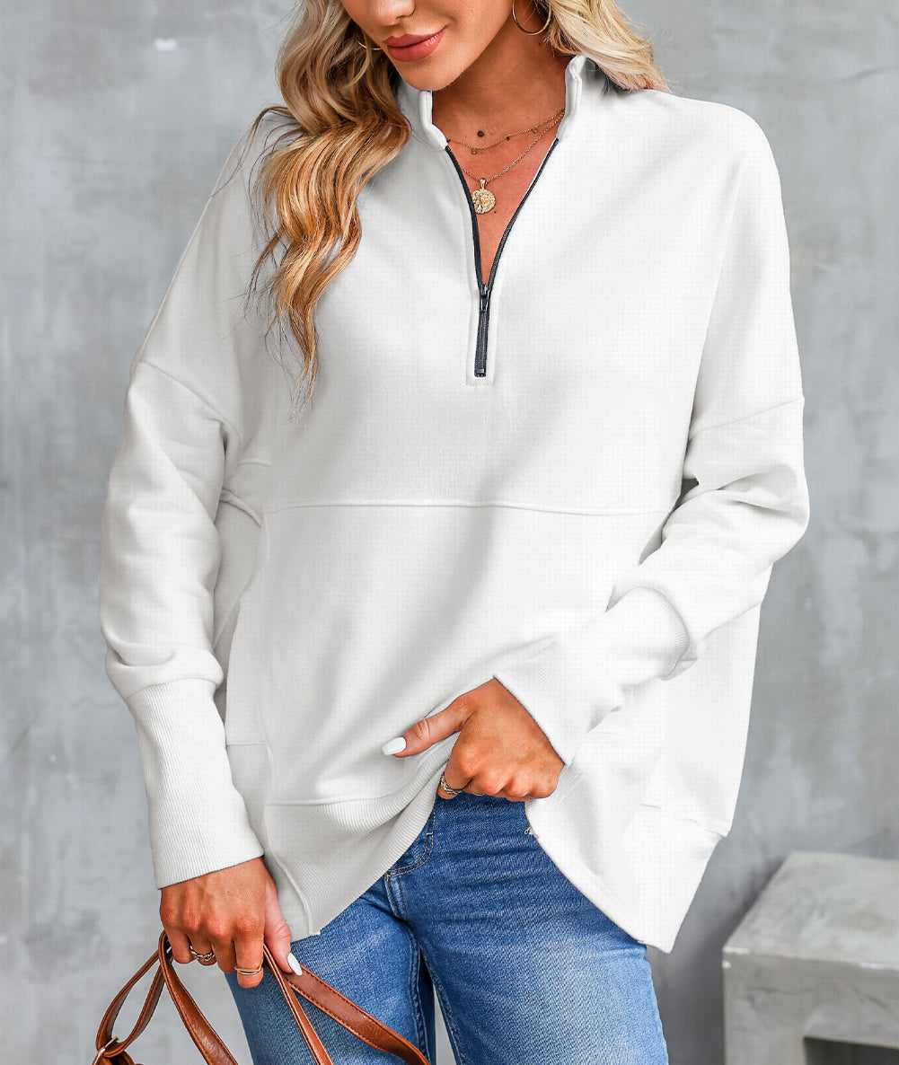 Oversized Quarter-Zip Pullover Sweatshirt
