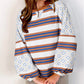 Striped Floral Printed Patchwork Lantern Sleeve Blouse