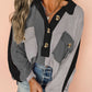 Colorblock Ribbed Collared Oversized Sweatshirt