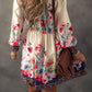 Floral Print Buttoned High Waist Shirt Mini Dress