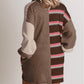 Stripe Colorblock Knit Henley Collar Shift Long Sleeve Mini Dress