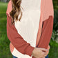 Color Block Corded Long Sleeve Top