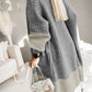 Colorblock Cable Knit Side Pockets Duster Cardigan