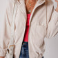 Corduroy Drawstring Hooded Pocket Zip Up Jacket