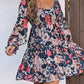 Floral Tiered Long Puff Sleeve Mini Dress