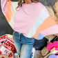 Color Block Batwing Sleeve Loose Fit Sweatshirt