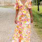 Bohemian Flutter Sleeve Cut out Floral Maxi Dress