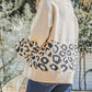 Leopard Patchwork Knitted Puff Sleeve Sweater