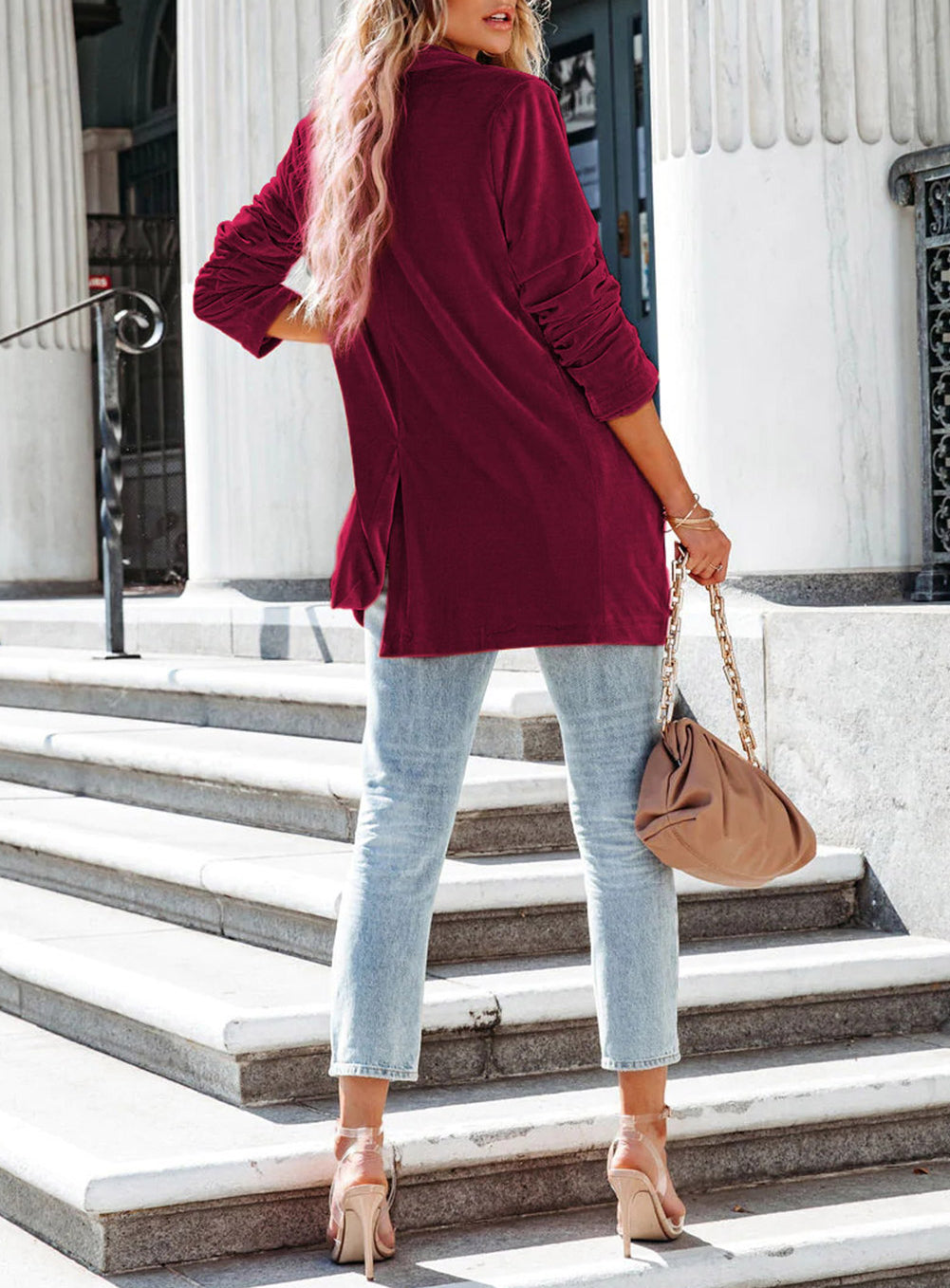 Casual Pocketed Velvet Blazer