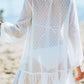 Swiss Dot Crochet Long Sleeve Beach Cover Up