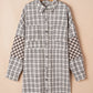 Stripe Plus Size Plaid Buttoned Raw Hem Tunic Shirt Dress