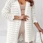 Wavy Trim Open Knit Long Sleeve Cardigan