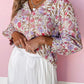 Floral Print Buttoned Puff Sleeves Shirt