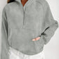 Zip Up Stand Collar Ribbed Thumbhole Sleeve Sweatshirt