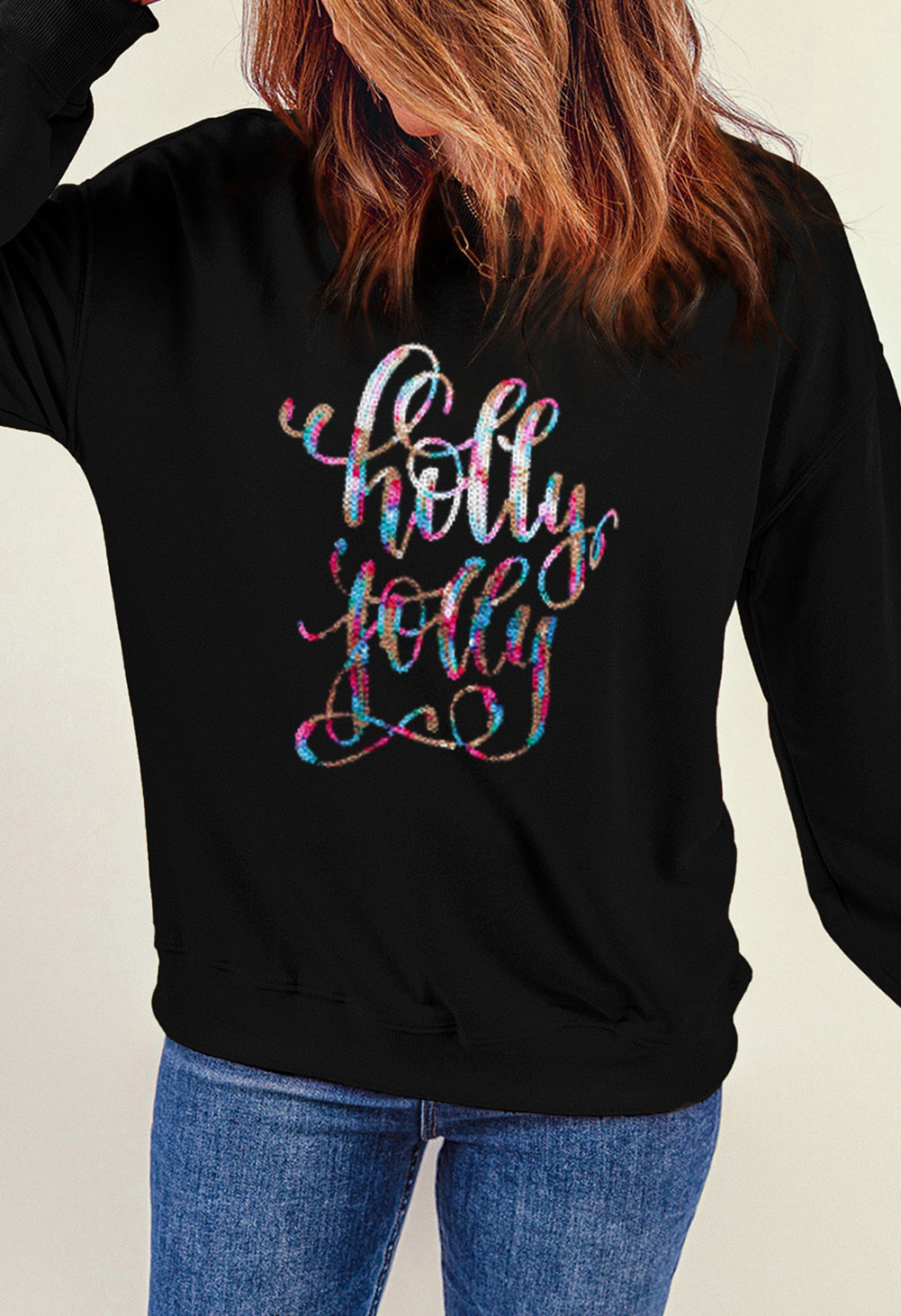 Holly Jolly Crew Neck Pullover Sweatshirt