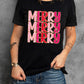 Heat Transfer Printing MERRY Letter Christmas Graphic Tee