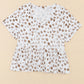 Leopard V Neck Short Sleeve Peplum Top