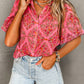 Floral Print Wide Short Sleeve Loose Shirt