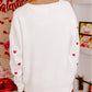 Heart Shape Drop Shoulder Round Neck Sweater