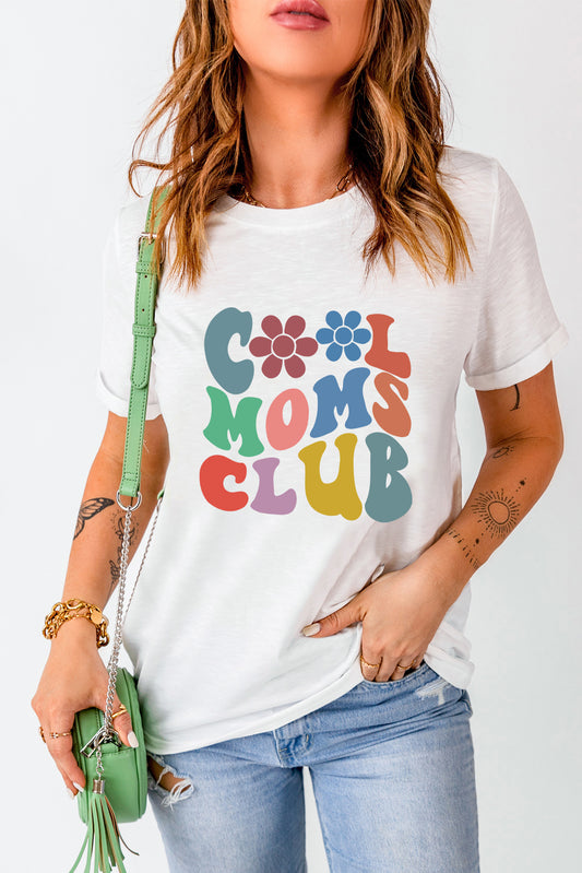 COOL MOMS CLUB Flower Print Crew Neck T Shirt