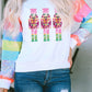 Sequin Colorblock Sleeve Nutcracker Graphic Sweatshirt