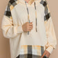 Plaid Patchwork Kangaroo Pocket Oversized Hoodie