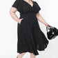 Plus Size Flutter Sleeve V Neck Midi Dress