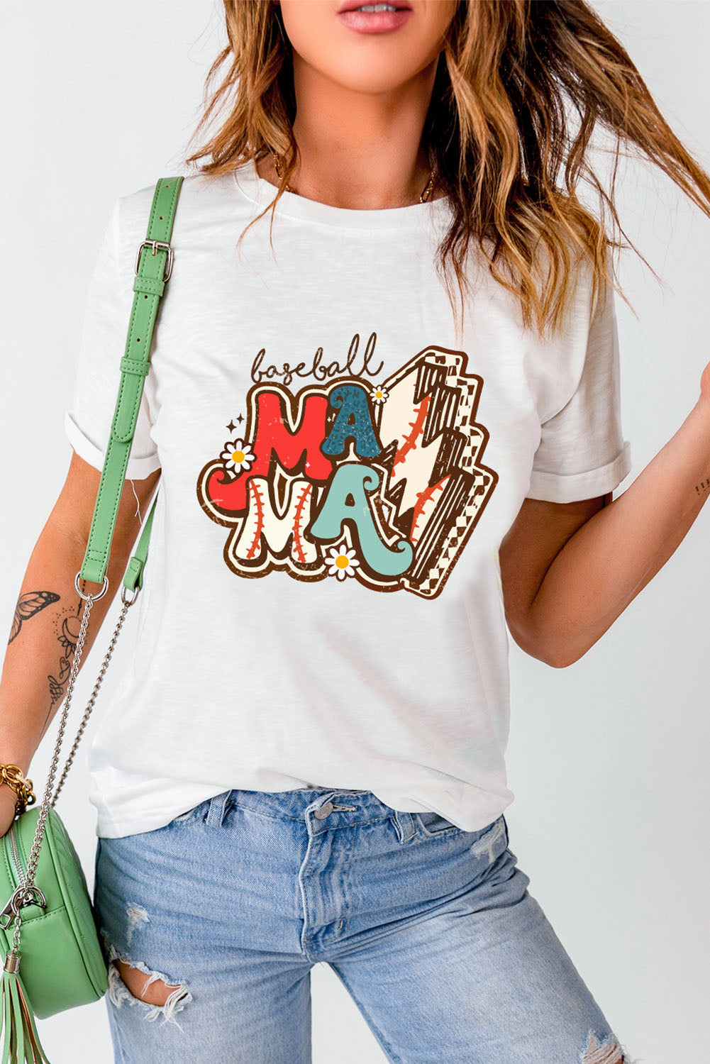 MAMA Baseball Bolt Graphic T Shirt