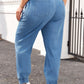 Drawstring Waist Pocketed Plus Size Denim Joggers