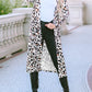 Leopard Pocketed Open Front Duster Cardigan