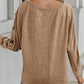 Solid Color Button Decor Dolman Sleeve Top