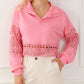 Hollowed Lace Splicing Cropped Sweatshirt