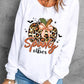 Spooky Leopard Pumpkin Print Crew Neck Sweatshirt