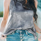 Tie Dye Print Seamed Crew Neck Tank Top