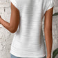 Wavy Textured Mock Neck Cap Sleeve Top