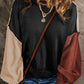 Colorblock Bishop Sleeve Ribbed Trim Sweater
