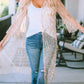 Sequin Sheer Long Sleeve Open Front Kimono